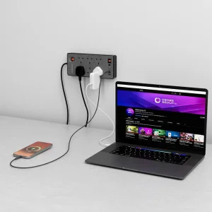 چندراهی برق 6 سوکت و شارژر پاورولوژی مدل PWCUQC046BK توان 2990 وات