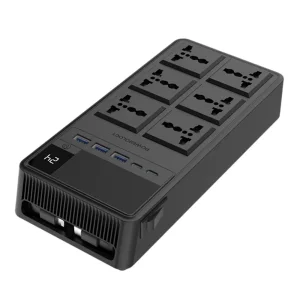 چندراهی برق 6 سوکت و شارژر پاورولوژی مدل PWCUQC030 توان 2500 وات