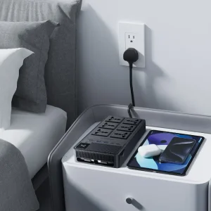 چندراهی برق 6 سوکت و شارژر پاورولوژی مدل PWCUQC030 توان 2500 وات