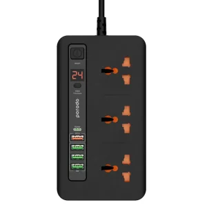 چندراهی برق 3 سوکت و شارژر پرودو مدل PDFWCH013 توان 3000 وات