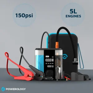 جامپ استارتر، کمپرسور باد و پاوربانک پاورولوژی PPBCHA47 با ظرفیت 8800 میلی آمپر