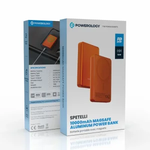 پاوربانک وایرلس مگنتی پاورولوژی مدل PPBCHA34 ظرفیت 10000 میلی آمپر ساعت توان 20 وات