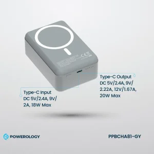 پاوربانک وایرلس مگنتی پاورولوژی مدل PPBCHA81 ظرفیت 30000 میلی آمپر ساعت توان 20 وات