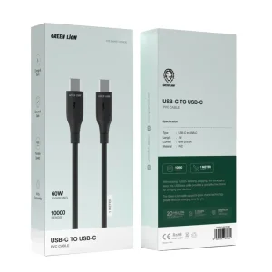 کابل شارژ USB-C به USB-C گرین لاین GNPVCUSCTCBK طول 1 متر توان 60 وات