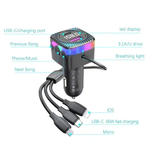 شارژر فندکی و اف ام پلیر بلوتوثی ارلدام مدل M98 توان 3.1 وات