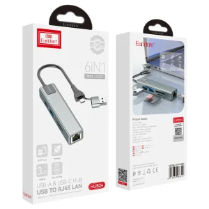 هاب USB و تایپ سی 5 پورت ارلدام مدل HUB24