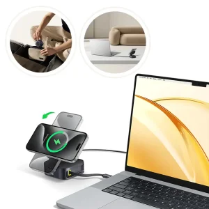 شارژر دیواری بی سیم بیسوس PicoGo BSW-540 توان 67 وات با کابل 100 وات