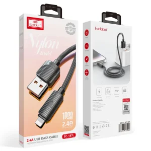 کابل شارژ USB به لایتنینگ ارلدام مدل EC-187L طول 1 متر توان 2.4 آمپر