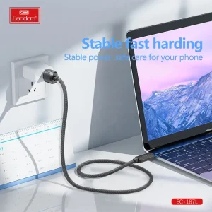 کابل شارژ USB به لایتنینگ ارلدام مدل EC-187L طول 1 متر توان 2.4 آمپر
