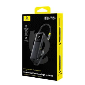 هاب تایپ سی 6 پورت بیسوس Dual Fast Charging مدل BS-OH168 B00070902123-00