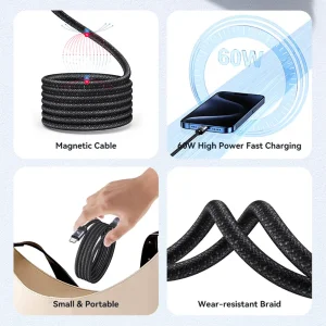 کابل شارژ USB-C به USB-C یوسمز مدل SJ704  طول 1 متر توان 60 وات