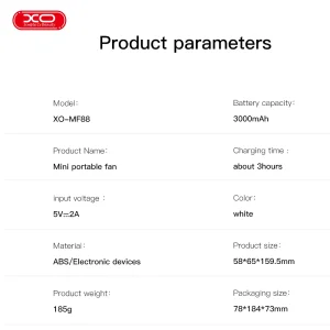 پنکه شارژی رومیزی ایکس او XO-MF88