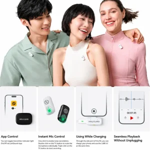 میکروفون یقه‌ای بی سیم هالی لند مدل A1 Mini Duo USB-C