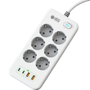 چندراهی برق و USB لایت ویو مدل LightWave LW-EXT-662U2C