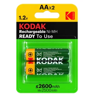 باتری قلمی قابل شارژ کداک مدل Rechargeable 2600mAh Ni-MH بسته 2 عددی