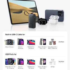 پاوربانک انکر مدل A1259 ظرفیت 10000 میلی آمپر توان 30 وات