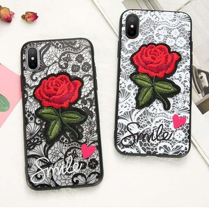 Embroidery Rose Case For Apple IPhone X (3)