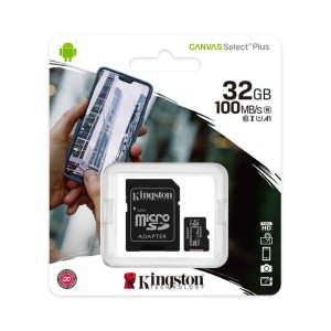 کارت حافظه microSDHC کینگستون مدل Canvas Select کلاس 10 استاندارد UHS-I U1 سرعت 100MBps ظرفیت 32 گیگابایت به همراه آداپتور SD