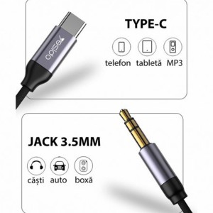 کابل تبدیل تایپ سی به AUX یسیدو Yesido YAU20 طول 1 متر