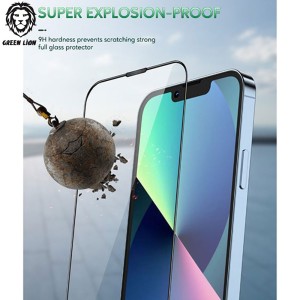 گلس شفاف لبه سیلیکونی گرین لیون Anti-Reflective آیفون iPhone 13 Pro Max