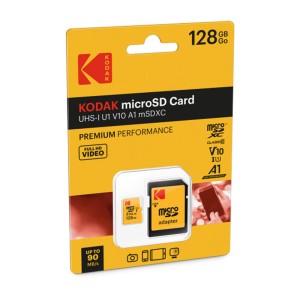 کارت حافظه MicroSDXC کداک مدل Kodak PREMIUM PERFORMANCE UHS-I U1 A1 V10 ظرفیت 128 گیگابایت به همراه آداپتور SD