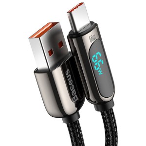 کابل شارژ USB به Type-C بیسوس مدل Display Fast Charging CASX020001 طول 1 متر توان 66 وات
