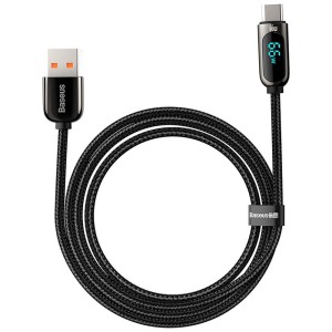 کابل شارژ USB به Type-C بیسوس مدل Display Fast Charging CASX020101 طول 2 متر توان 66 وات