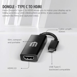 کابل تبدیل Type-C به HDMI دایو مدل DAIYO CP2702