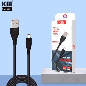 کابل شارژ USB به micro USB کی ام مدل KM-M01 طول 1 متر توان 3.1 آمپر