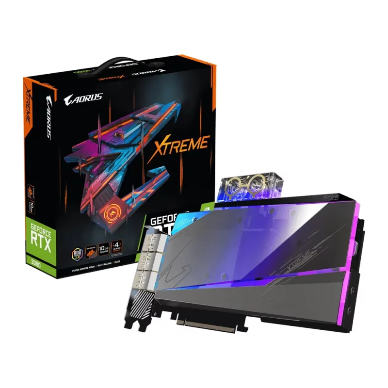 کارت گرافیک استوک گیگابایت  Gigabyte geforce RTX 3080 10gb GDDR6x Aorus Xtreme خنک شونده با مایع