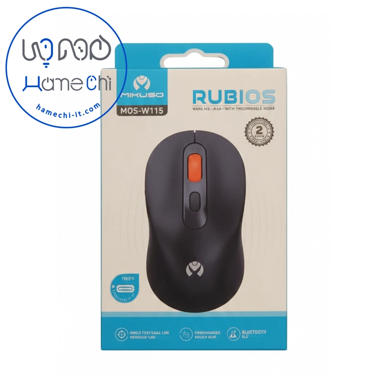 موس بی‌سیم شارژی میکاسو Mikuso MOS-W115 | باتری داخلی، شارژ تایپ سی، اتصال وایرلس و بلوتوث برای لپتاپ و موبایل