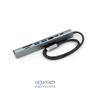 خرید هاب 8 پورت USB-C مدل PHU595 | خروجی 4K HDMI، شارژ سریع PD 87W، کارت‌خوان SD/TF، USB 3.0 و RJ45