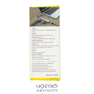 خرید هاب 8 پورت USB-C مدل PHU595 | خروجی 4K HDMI، شارژ سریع PD 87W، کارت‌خوان SD/TF، USB 3.0 و RJ45