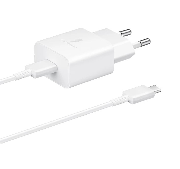 شارژر دیواری سامسونگ 25 وات مدل EP-TA800 دو پین به همراه کابل دو سر تایپ سی