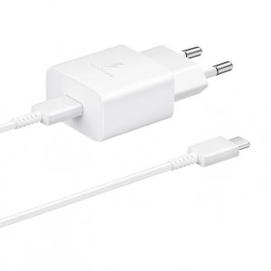 شارژر دیواری سامسونگ 25 وات مدل EP-TA800 دو پین به همراه کابل دو سر تایپ سی