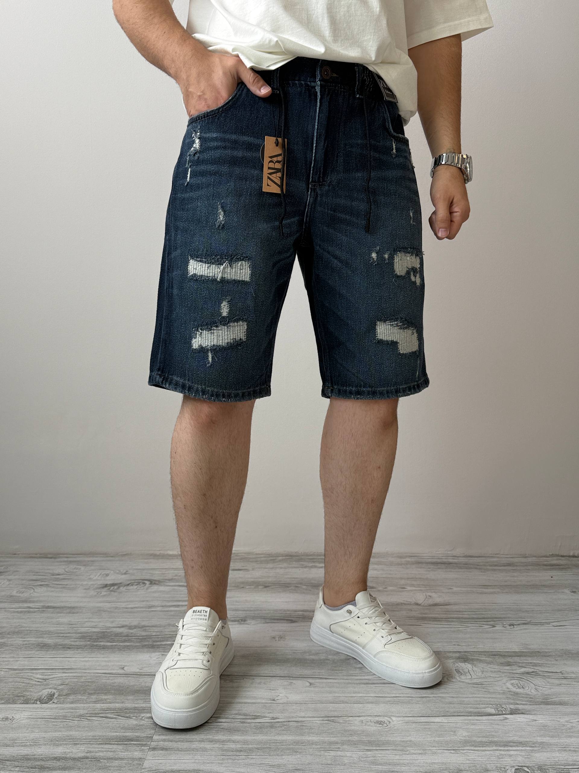 شلوارک جین نیم بگ  کمر کشی کد ۲۳۰۳
