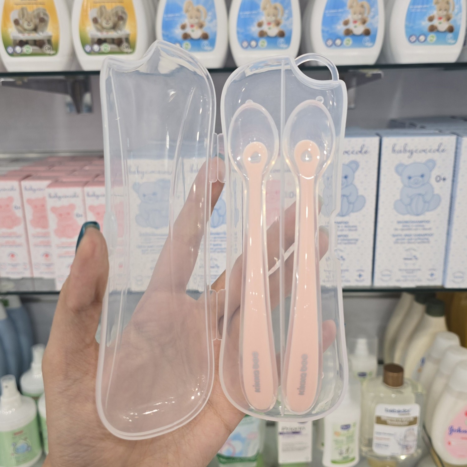 قاشق سیلیکونی دو عددی قاب دار کیکابو kikka boo