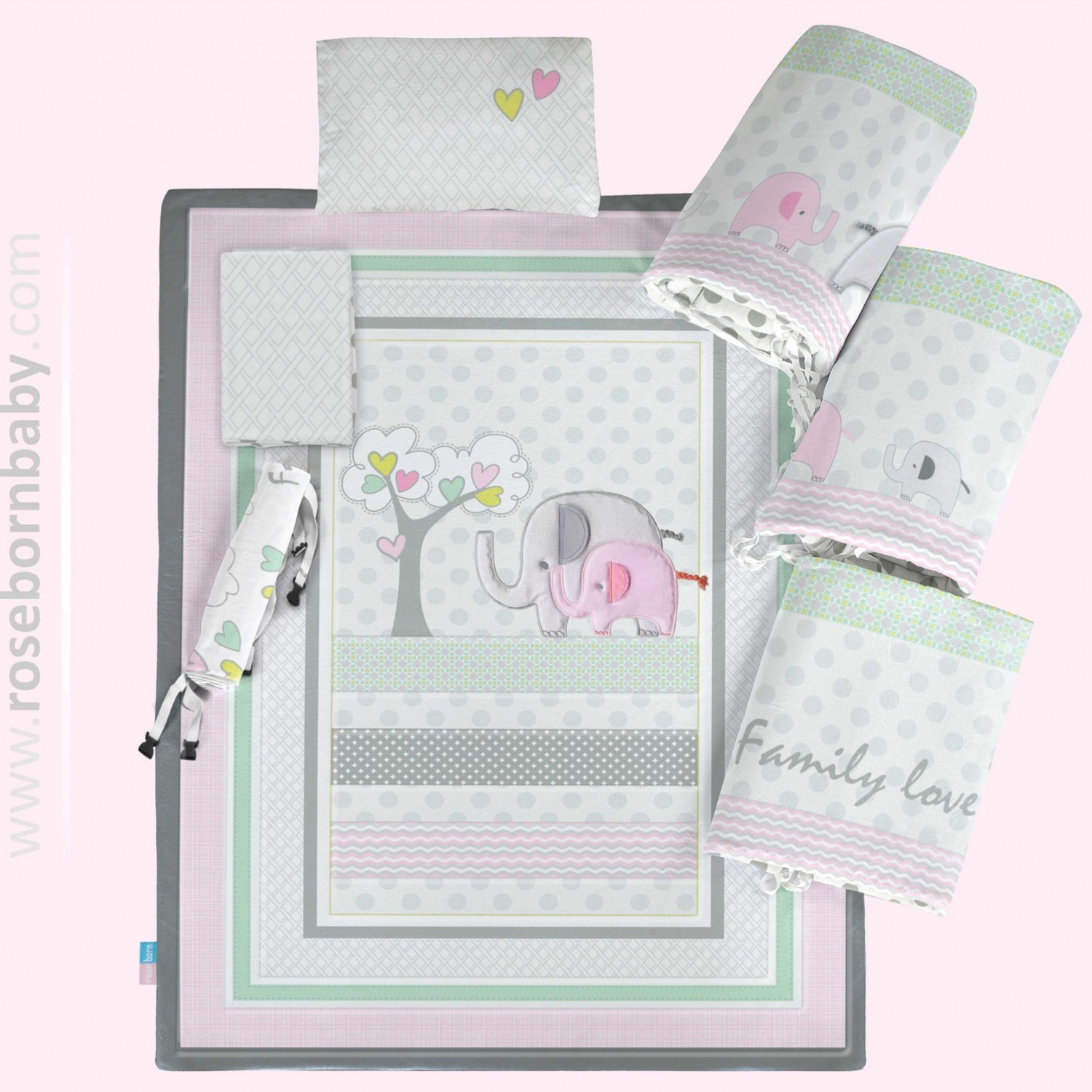 سرویس خواب 7 تکه رز برن Rose born طرح فیل صورتی