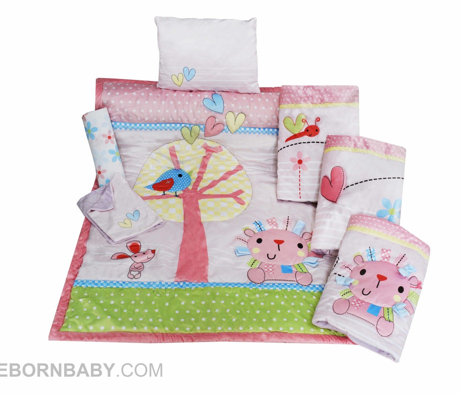 سرویس خواب 7 تکه رز برن Rose born طرح  شیر صورتی