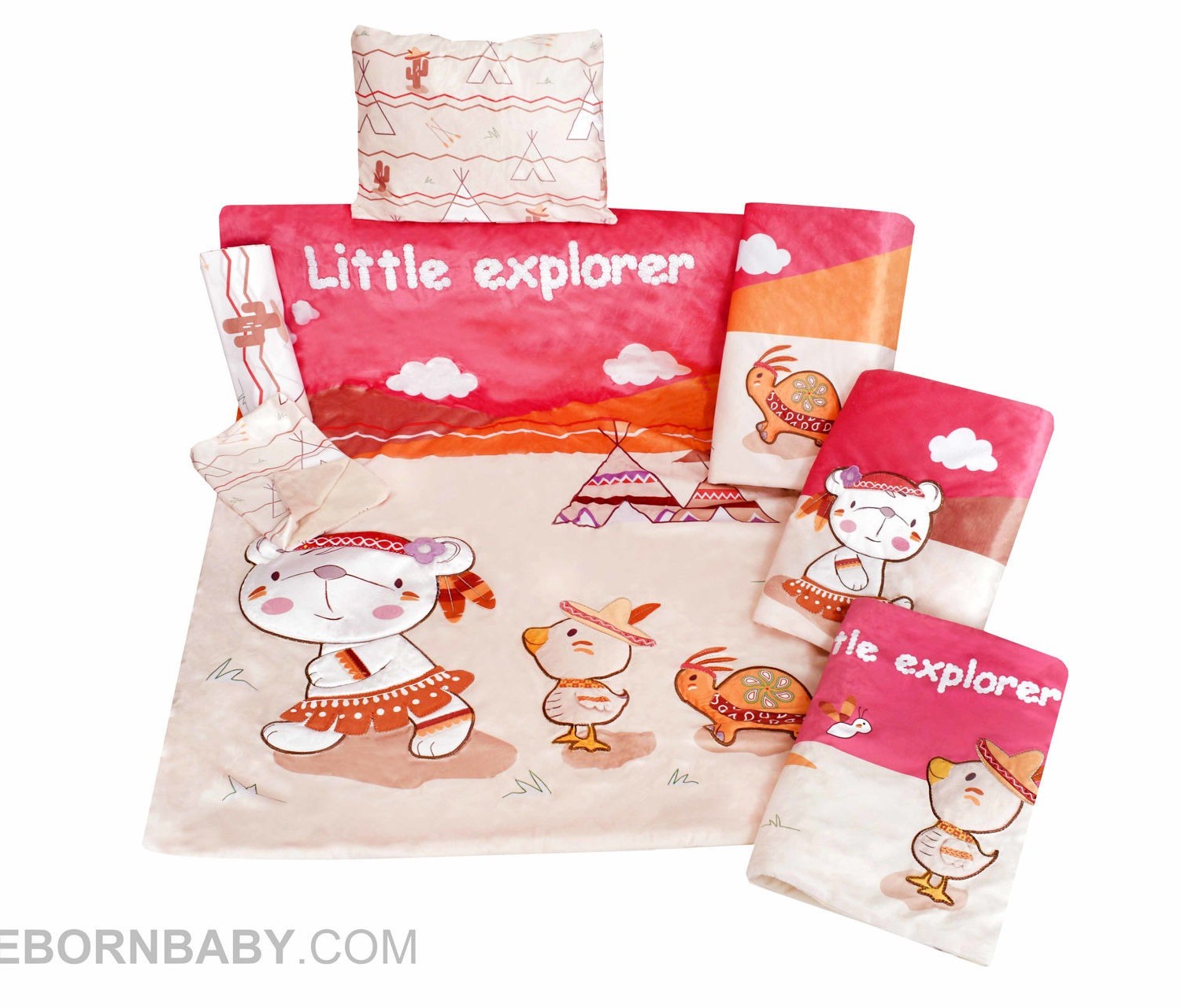 سرویس خواب 7 تکه رز برن Rose born طرح  شیر صورتی