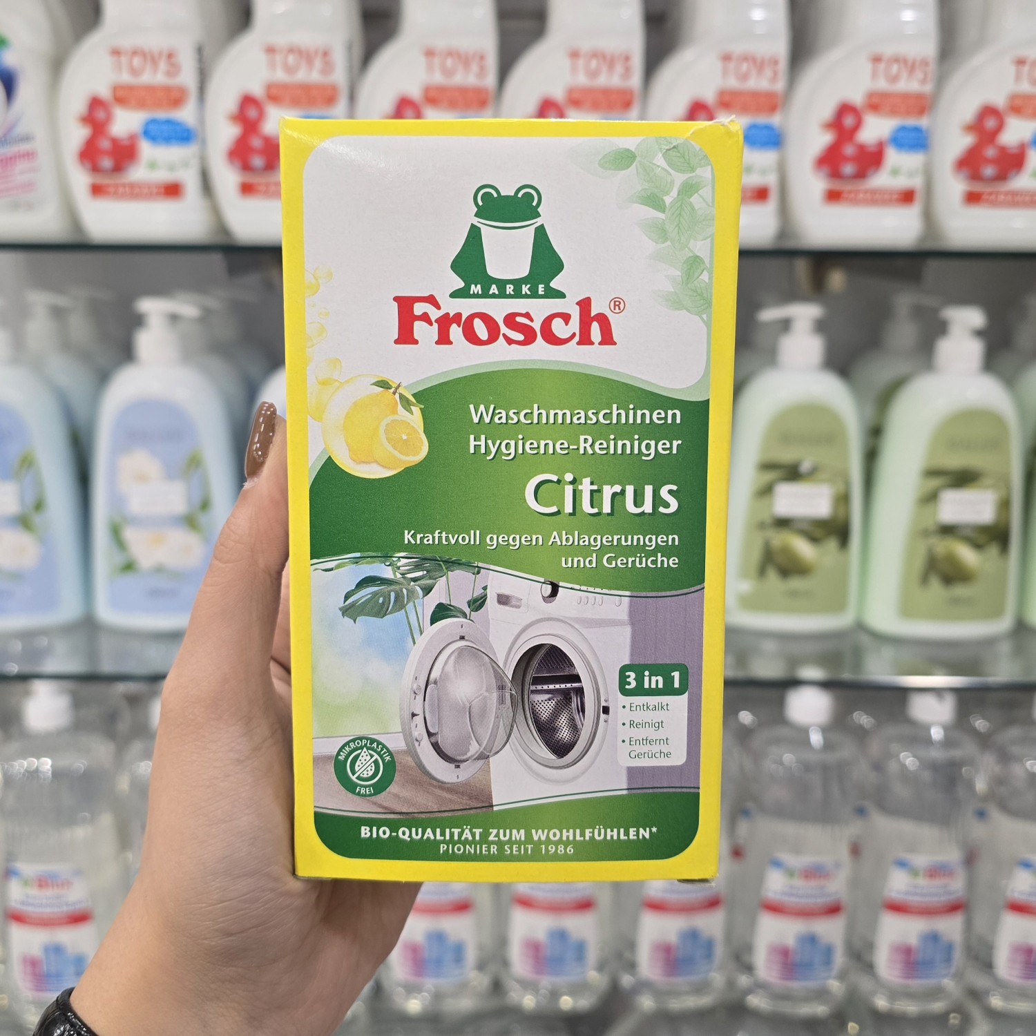 پودر پاک کننده بهداشتی و جرم گیر ماشین لباسشویی فروش Frosch با عصاره لیمو