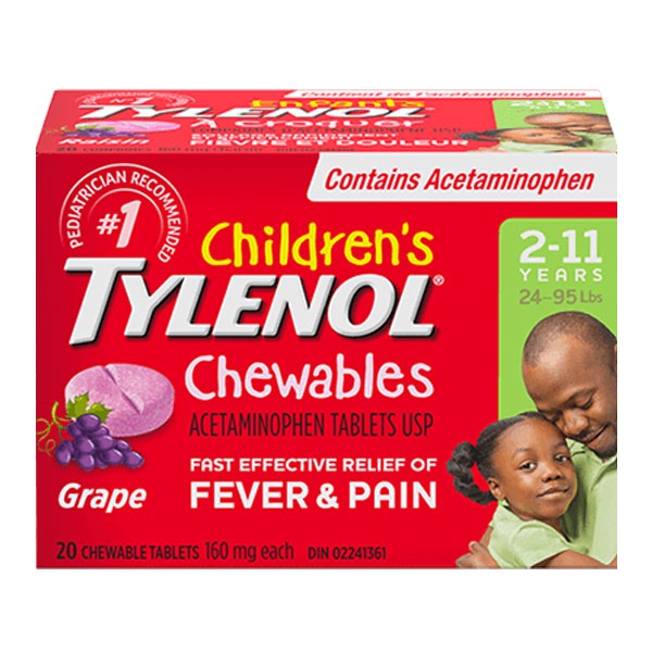 قرص‌ جویدنی مسکن و تب بر تایلنول Tylenol برای 2-11 سال