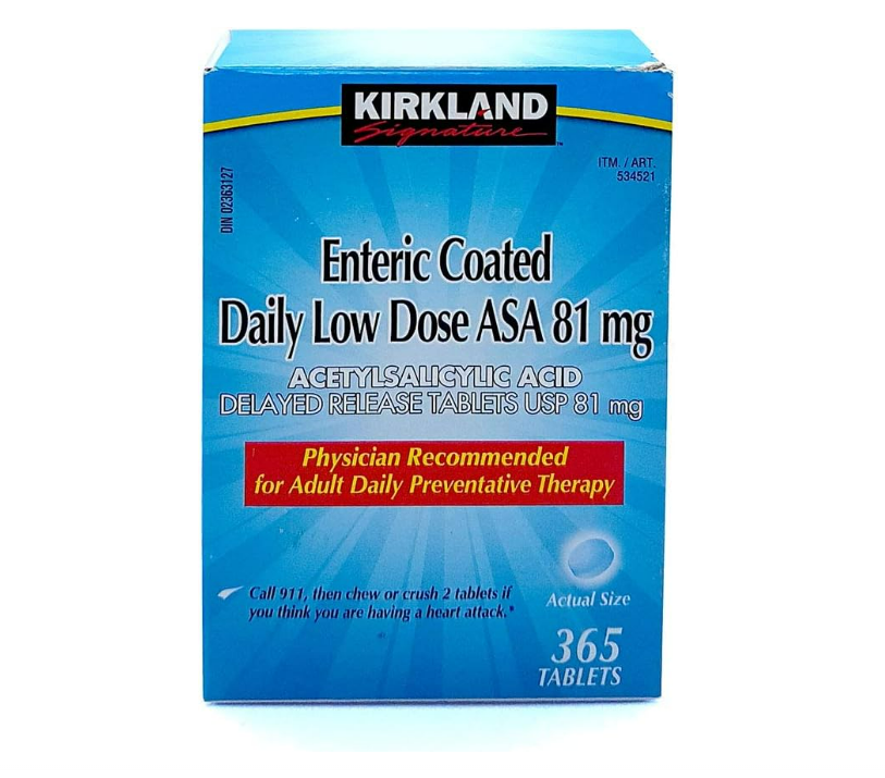 قرص آسپیرین با پوشش روده‌ای کرکلند Kirkland 