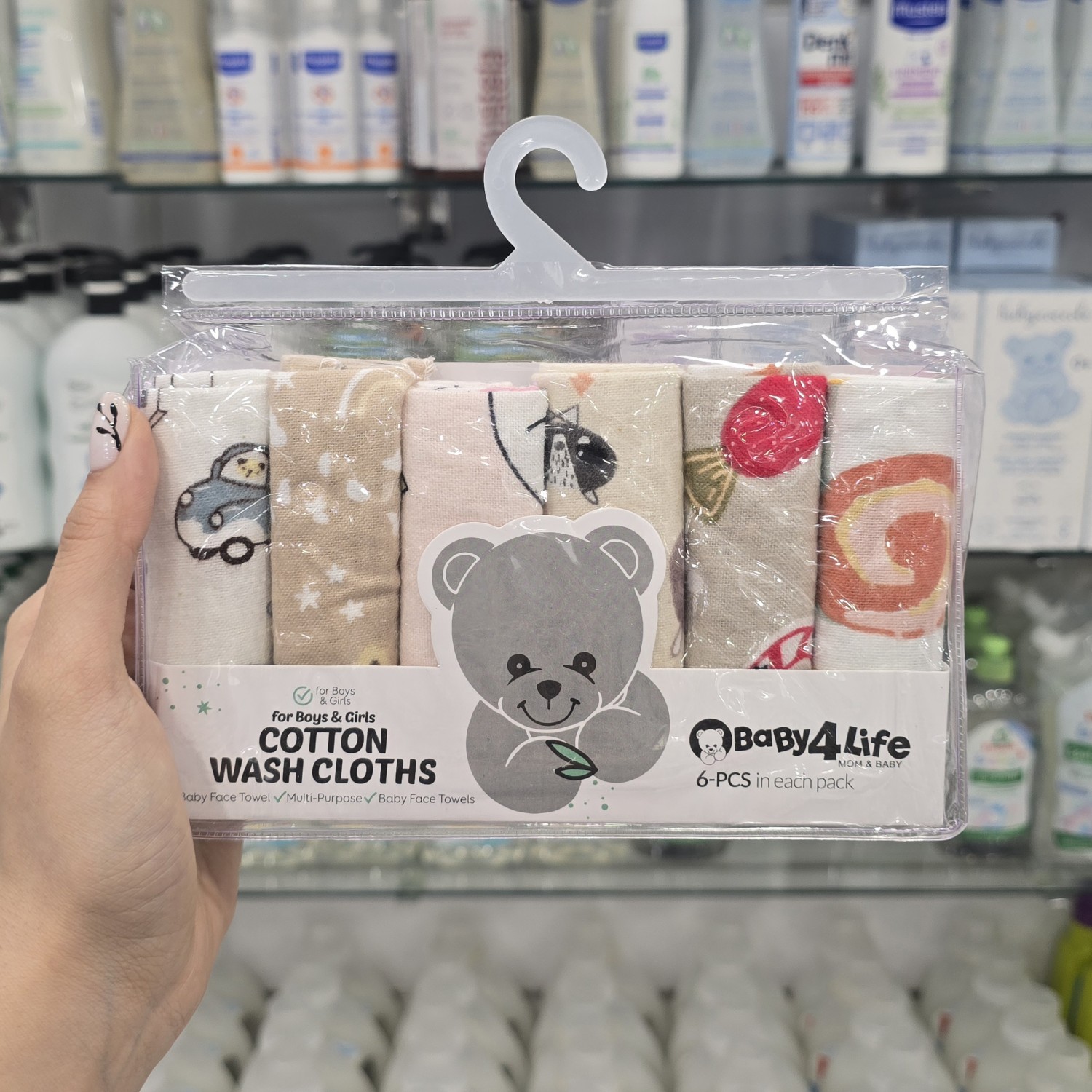 دستمال نخی دست و صورت 6 عددی بیبی فورلایف BABY4LIFE