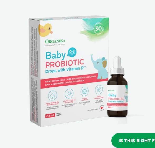 قطره ضد نفخ پروبیوتیک + ویتامین Organika Baby Probiotic Drops  D تولید کانادا