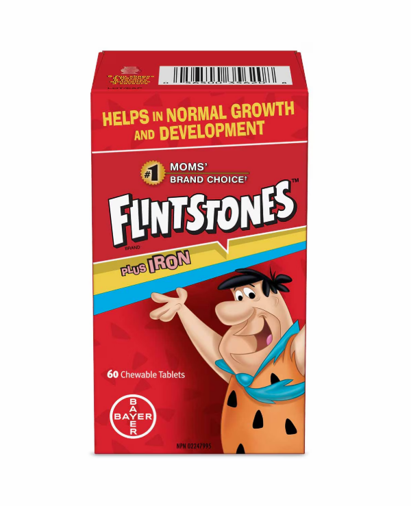 مولتی‌ ویتامین جویدنی کودکان Flintstones همراه با آهن تولید کانادا
