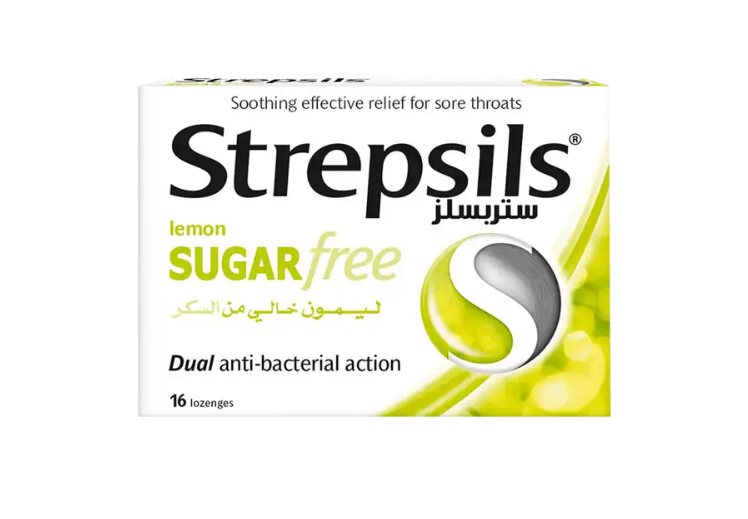 قرص مکیدنی ضد عفونی‌کننده گلو درد استرپسیلز Strepsils بدون شکر
