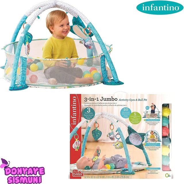 پلی‌ جیم و تشک بازی طرح استخر توپ برند آمریکایی اینفنتینو INFANTINO