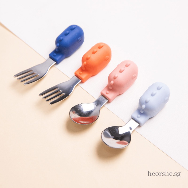 ست قاشق و چنگال استیل کودک هی اور شی HE OR SHE