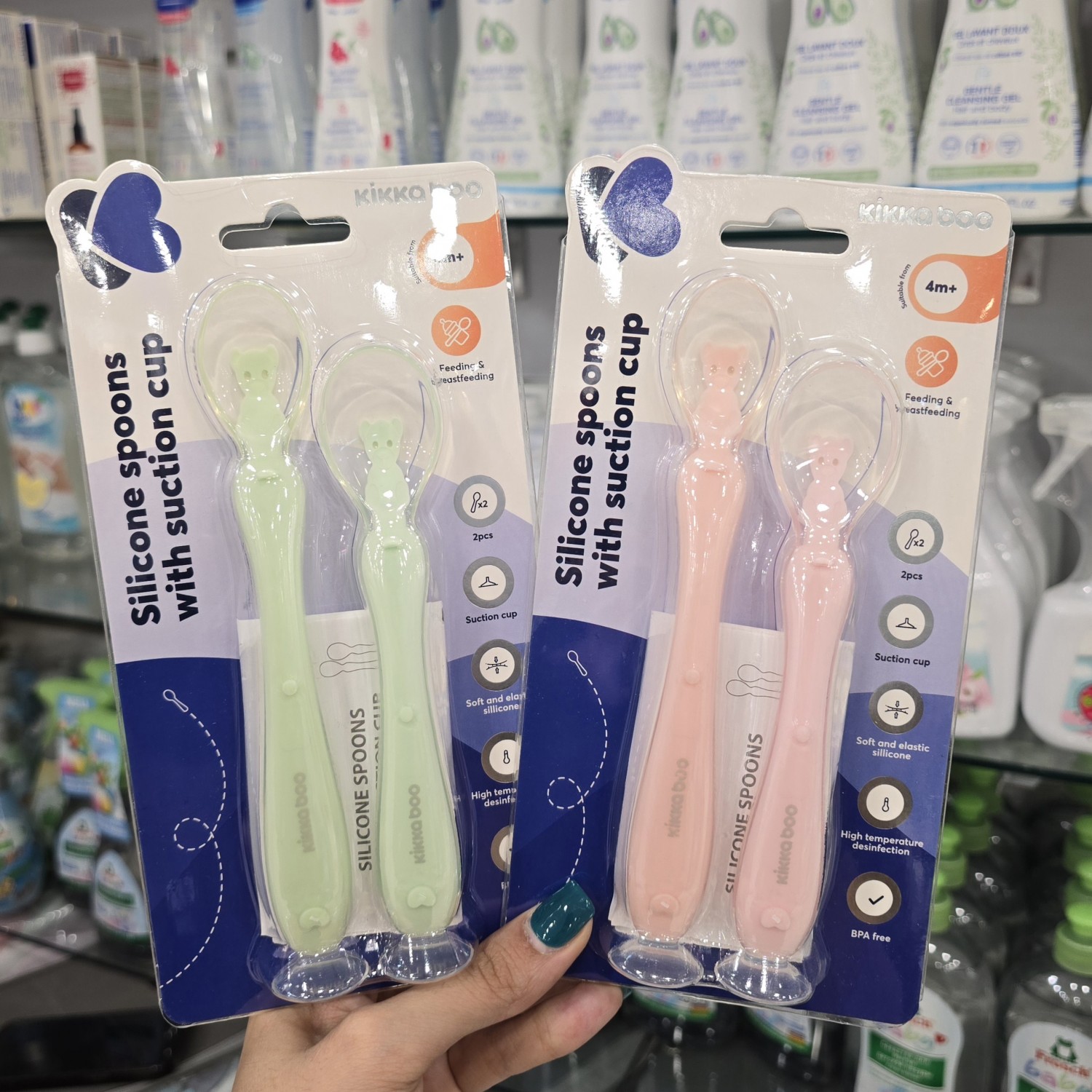 قاشق چسبان سیلیکونی دوعددی کیکا بو kikka boo